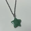 Agate green star necklace