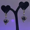 Black heart melt hoop earrings