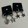 Black double star hoop earrings