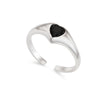 Classic black heart sterling silver ring