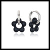 Acrylic black flower hoop earrings