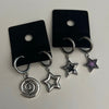 Black double star hoop earrings