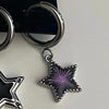 Purple star hoop earrings