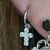 Mini bling cross hoop earrings