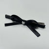 Black ribbon heart hair clip