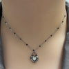 Aurora heart lock black bead necklace