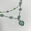 Pastel green heart agate gemstone necklace set