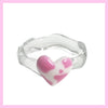 cow pink heart mini wave ring