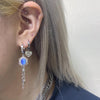 Blue pendant star drop hoop earrings