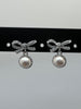 Ribbon pearl crystal earrings