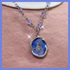 kitty frame blue chain necklace