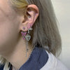 Space cross stud hoop earrings