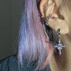 red rhinestone gem cross hoop earrings