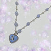 Milky blue heart cow sapphire gemstone necklace