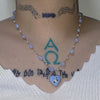 Milky blue heart cow sapphire gemstone necklace
