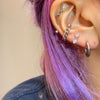 Double heart rhinestone purple and pink piercing and earring