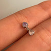 Double heart rhinestone purple and pink piercing and earring