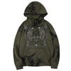 Embroidery guard zip up hoodie khaki stain