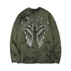 Embroidery skull gate long sleeve green stain