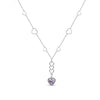 Triple gradation purple heart drop necklace