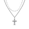 Cross sparkle chain double necklace