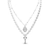 Key heart double pearl necklace
