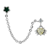 Green heart star double chain piercing