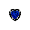 Rhinestone black and blue heart stud piercing