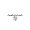 Heart holographic pearl drop silver ring