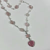 Pink pastel rose quartz star heart necklace
