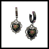 Black Floral heart hoop earrings