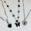 Black cross lace necklace
