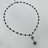 Black heart double pendant drop crystal necklace