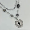 Black lace heart tourmaline double necklace