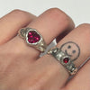 Garnet stone heart melt sterling silver ring(pre-order only)