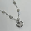 White heart butterfly quartz gemstone necklace