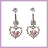Pink Heart Thorn Rhinestone Earrings and Piercings