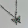 Aurora green melting butterfly ball chain necklace