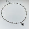 Chrome crown black heart necklace
