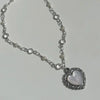 Chrome white heart angel necklace