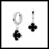 Black flower hoop earrings