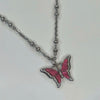 Aurora pink melting butterfly ball chain necklace