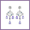 Purple heart triple bling chandelier earrings