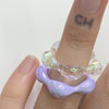 Bubble holographic lavender ring