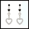 Black and white heart pearl drop earrings