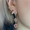 red chandelier drop hoop earrings