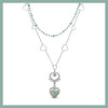 Mint green heart drop double necklace