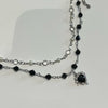 Black and white fancy heart double necklace