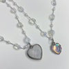 White heart holographic moonstone necklace