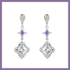 Fancy purple and clear drop earrings